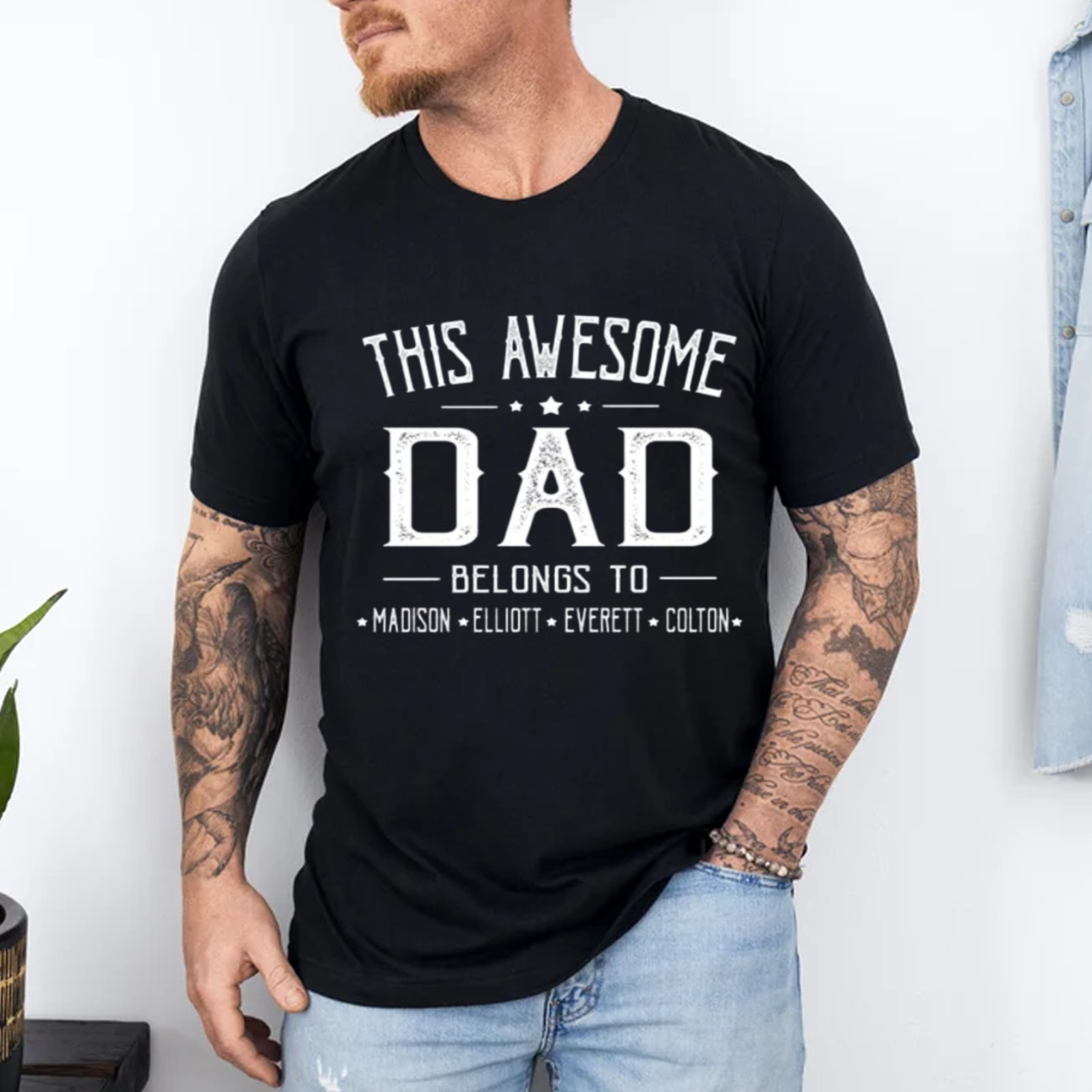 Personalized This Awesome Dad Belongs To Shirt, Custom Kids Names Father's Day gallery