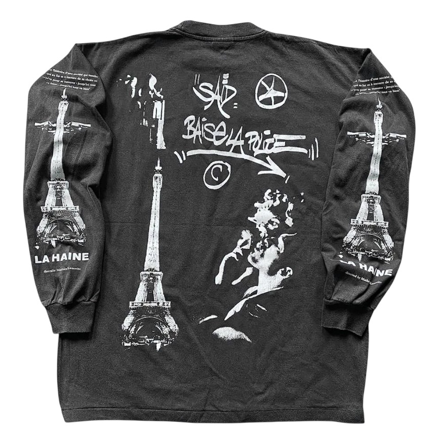 La Haine Shirt Sz XL Vintage Style Long Sleeve Black Faded Single Stitch REPRINT gallery