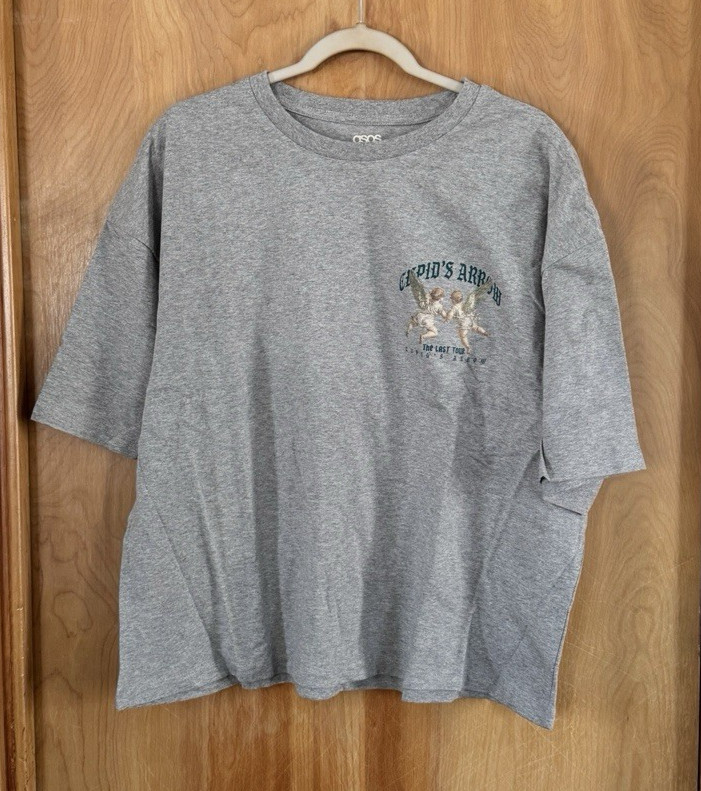 Asos Design Men's Boxy Oversized T-Shirt Cherub Graphic Gray Size L NEW gallery