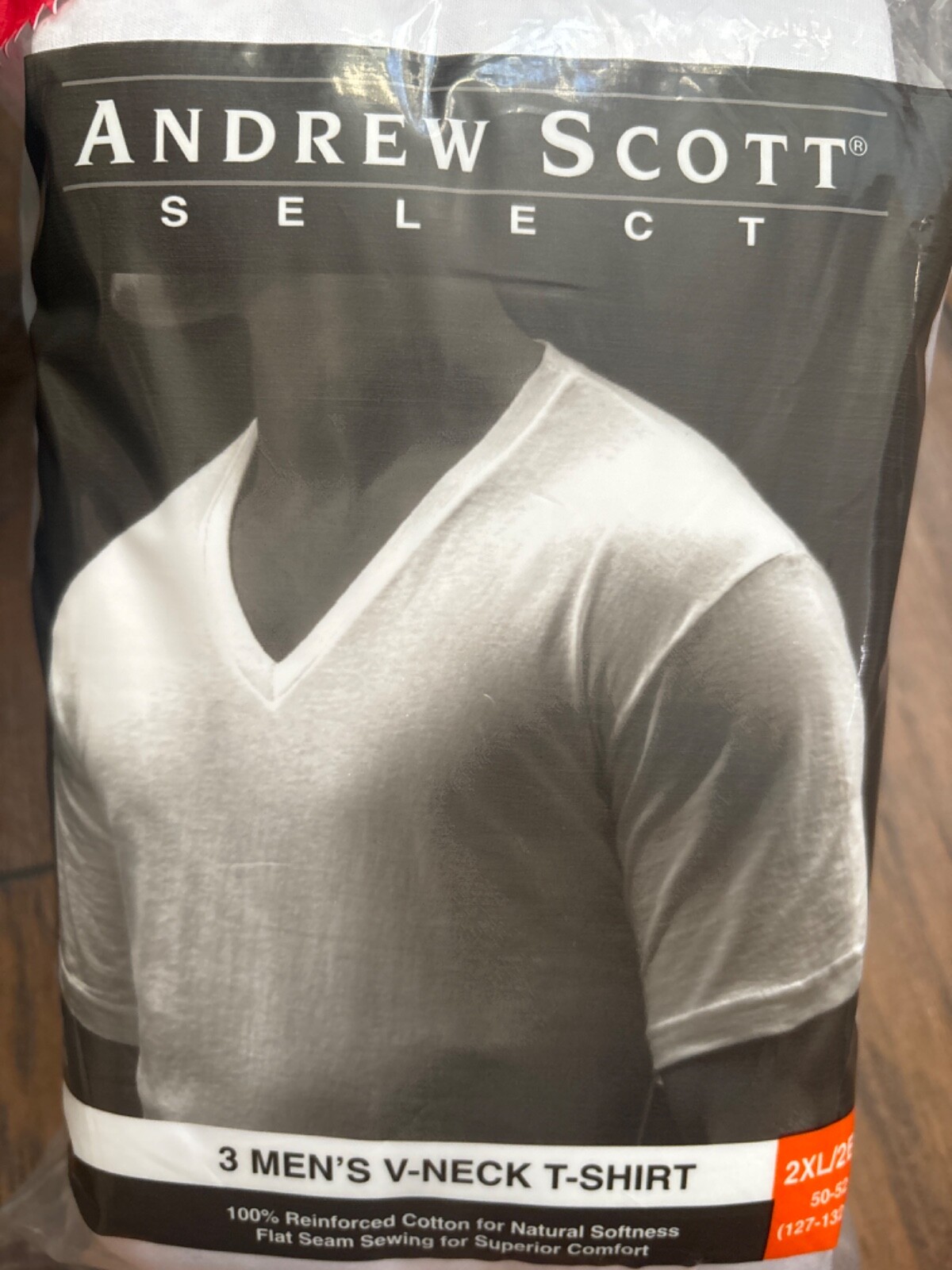 Andrew Scott Basics Mens 3-Pack White V Neck T-Shirts Big Man XXL(36 packs avlb) gallery