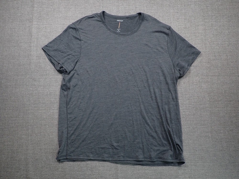 Huckberry Proof Merino Wool Stretch Crew Neck T Shirt Mens 3XL Gray Short Sleeve