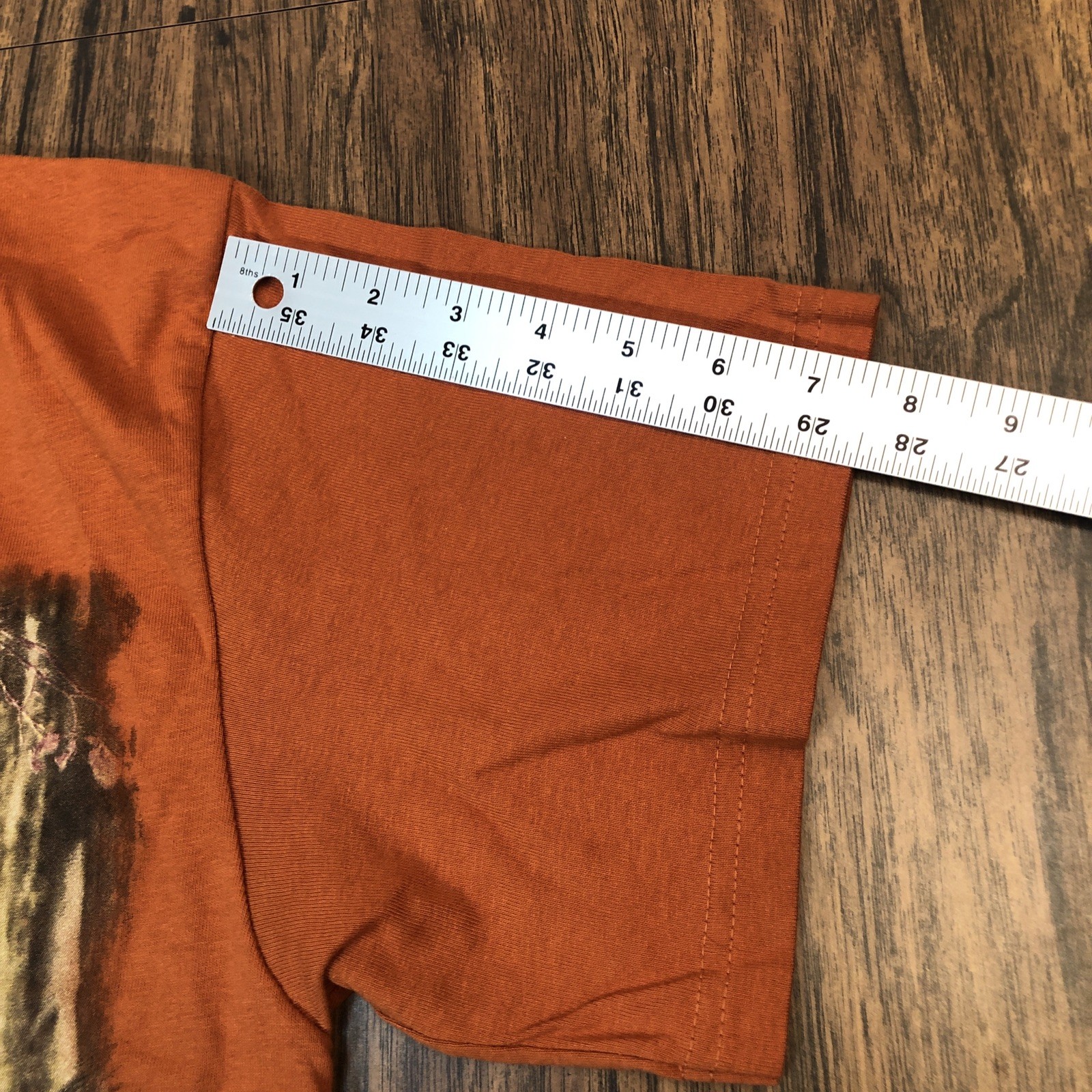 Mossy Oak Camo Design Burnt Orange T-Shirt Size L 3D Logo Spellout NWT Fall gallery