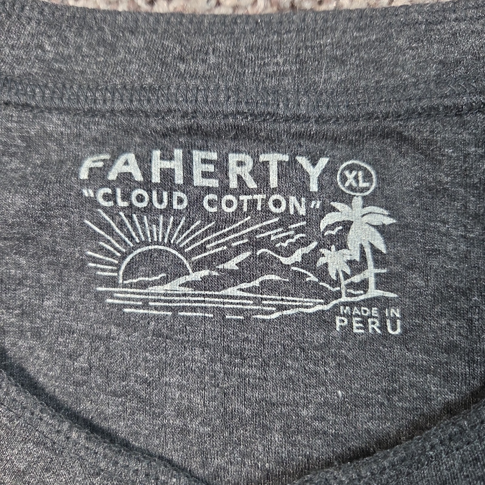 Faherty Henley Mens XL Heather Gray Cloud Cotton Long Sleeve Raglan Casual Shirt gallery
