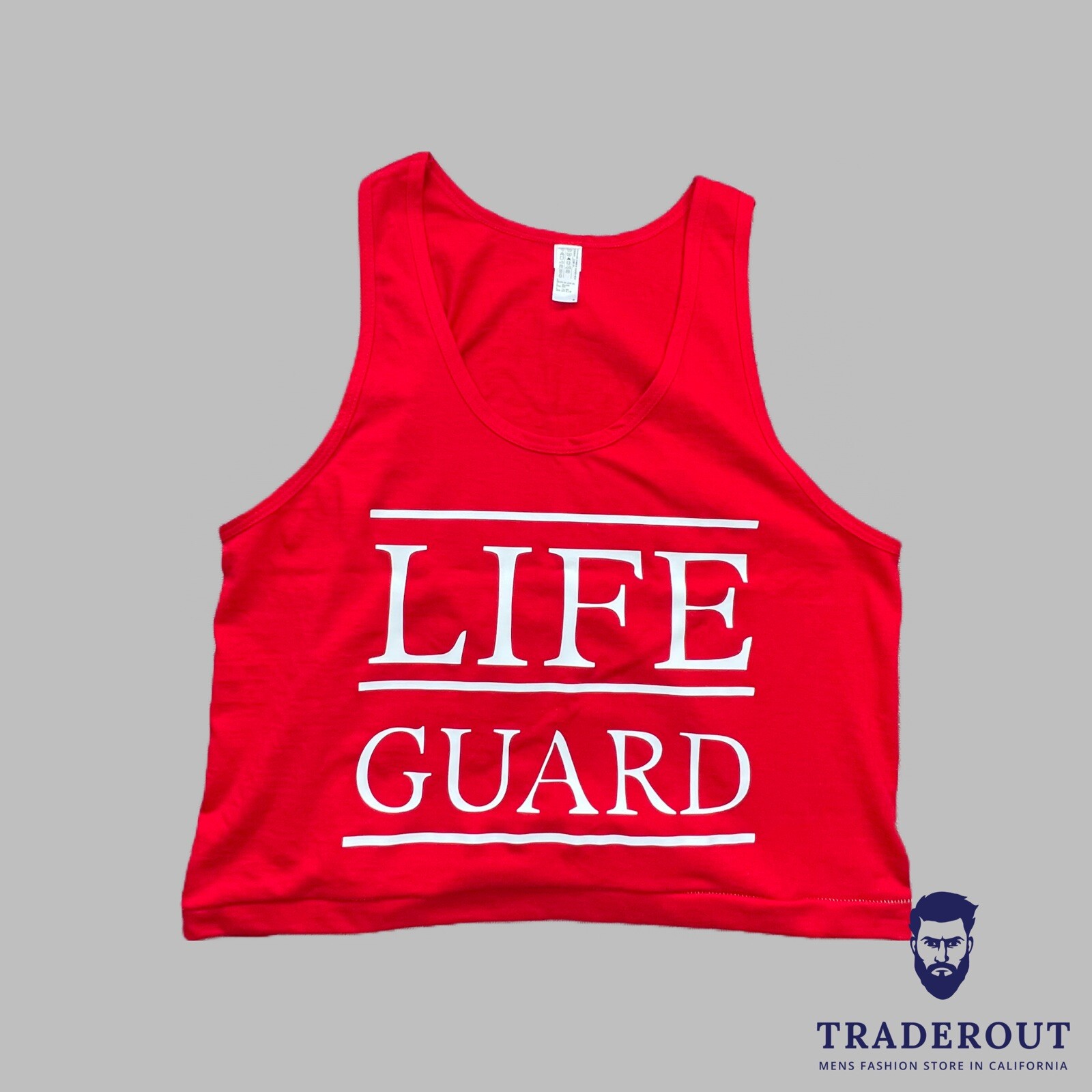H.E.Arts Male LIFEGUARD custom print men red cotton Crop tank top gallery