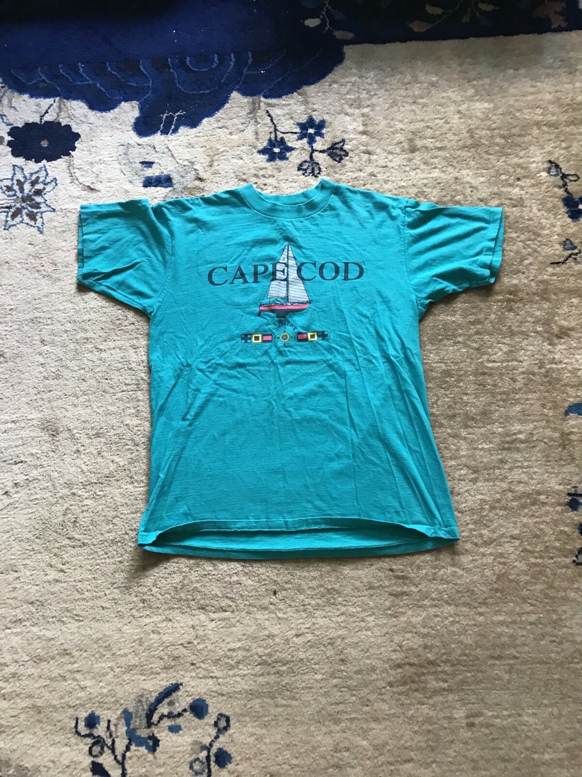 Vintage Oneita Power-T Cape Cod Blue Sailing T-Shirt Made in USA Size L gallery