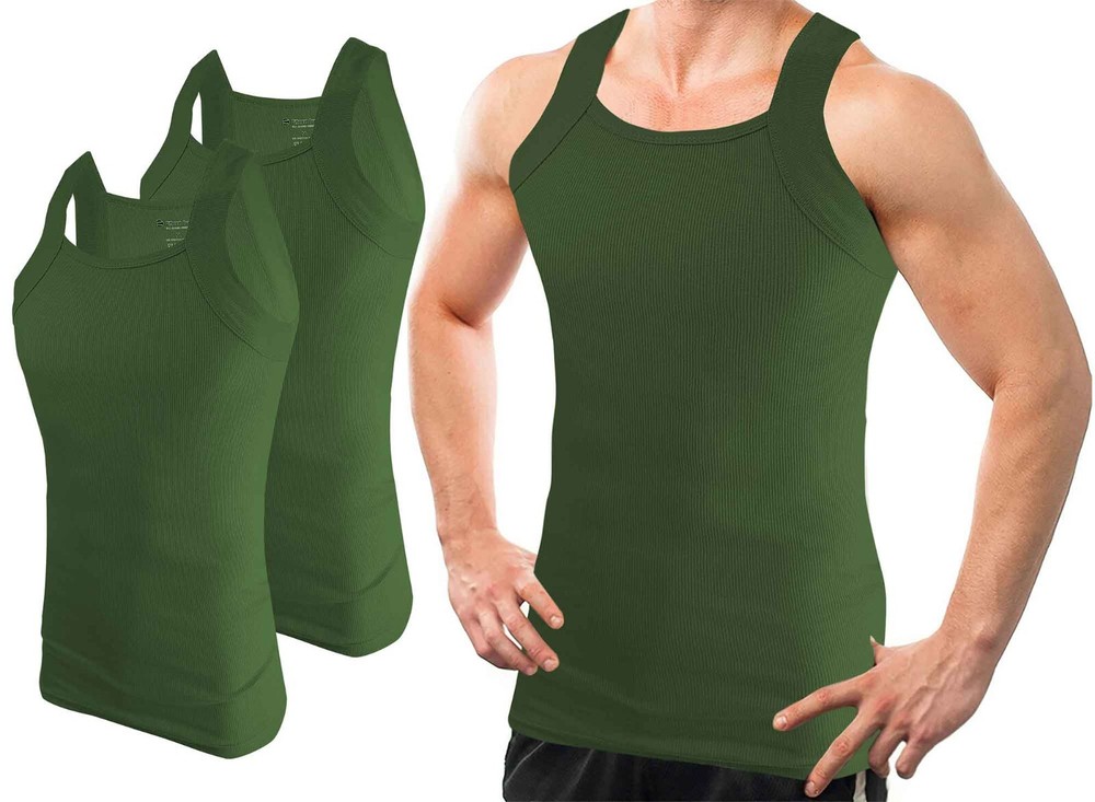 Different Touch 2 Pack Men’s G-unit Tank Tops Square Cut Muscle Rib Tops
