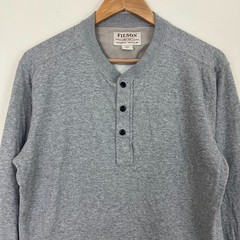 Filson Double Layer Henley Shirt Heather Gray Cotton Long Sleeve Mens Medium
