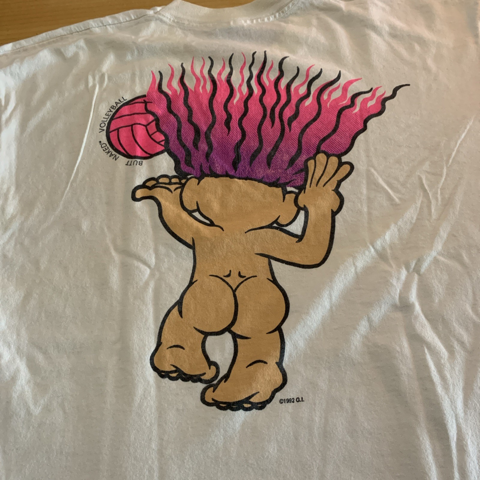Vintage 90’s Butt Naked Volleyball Single Stitch T-shirt Trolls Doll XL FOTL