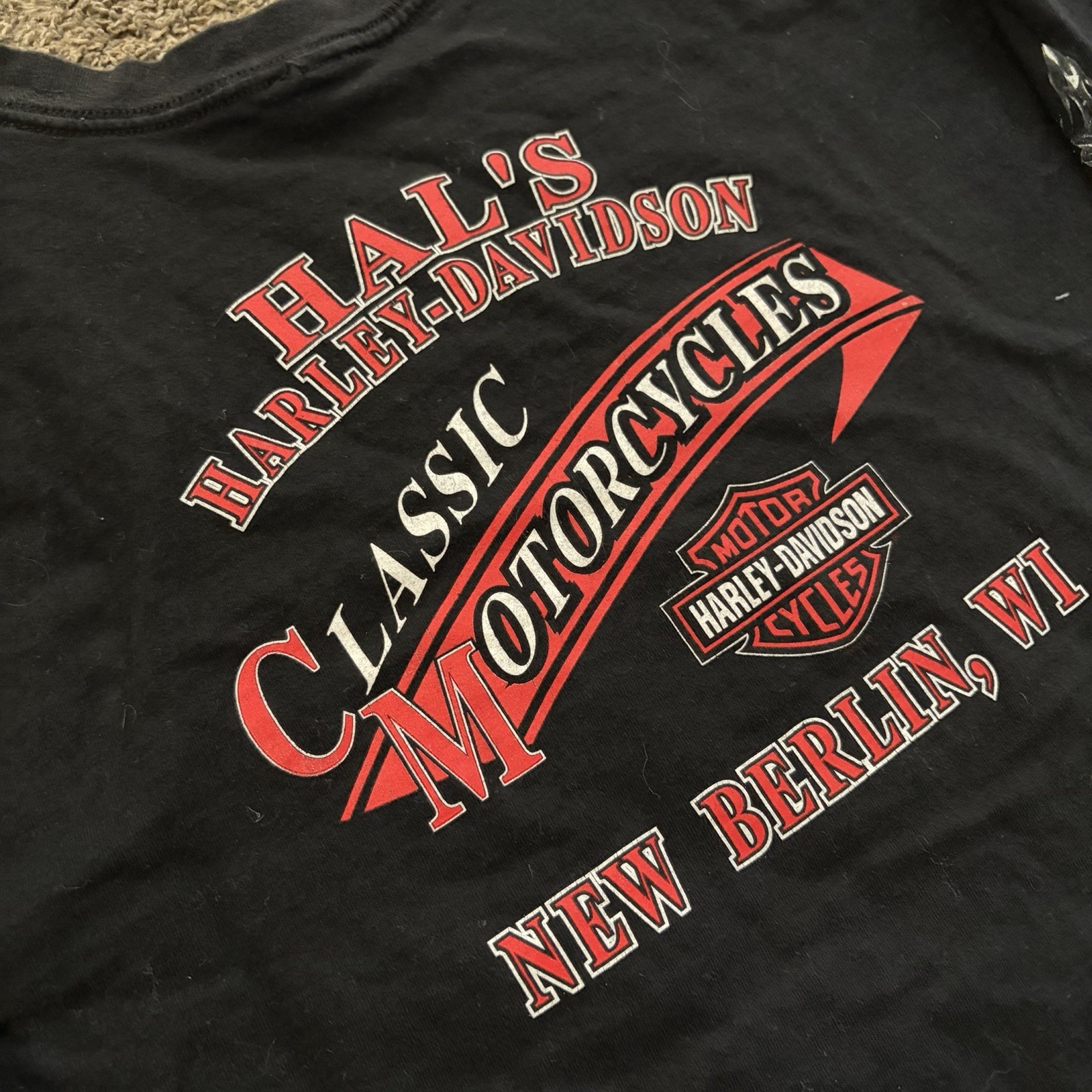 Vintage 2002 Harley Davidson Long Flame Sleeve Double Sided XL Goth Biker gallery