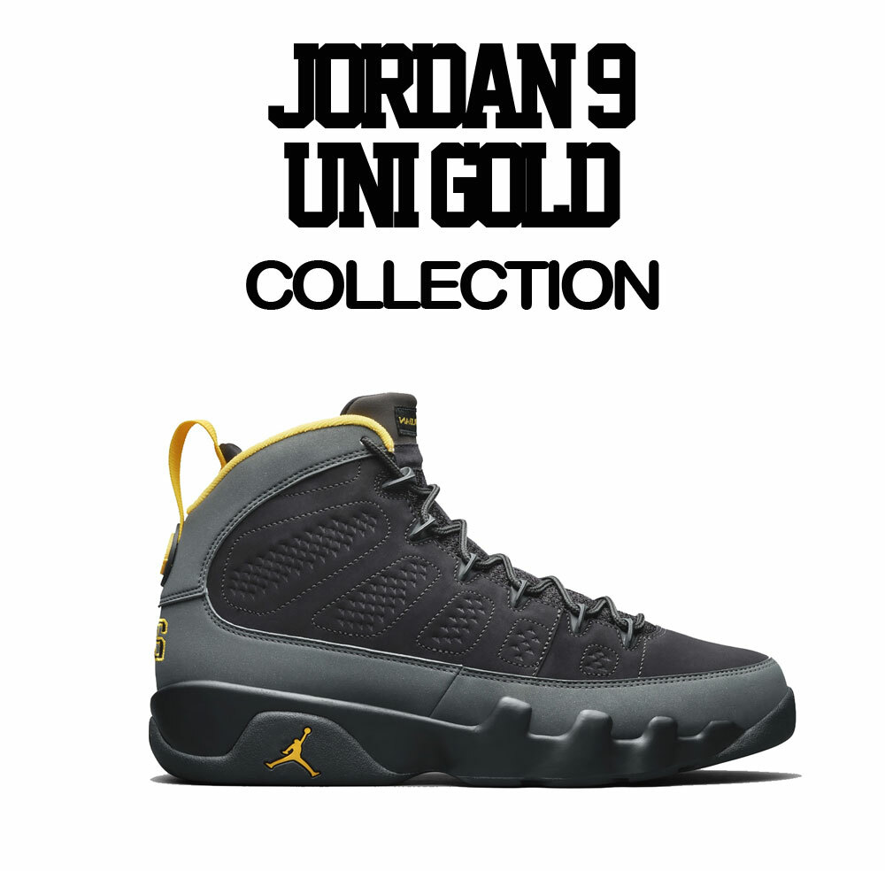 Shirt Match Jordan 9 University Gold Charcoal Shoes - Raging Face Tee gallery
