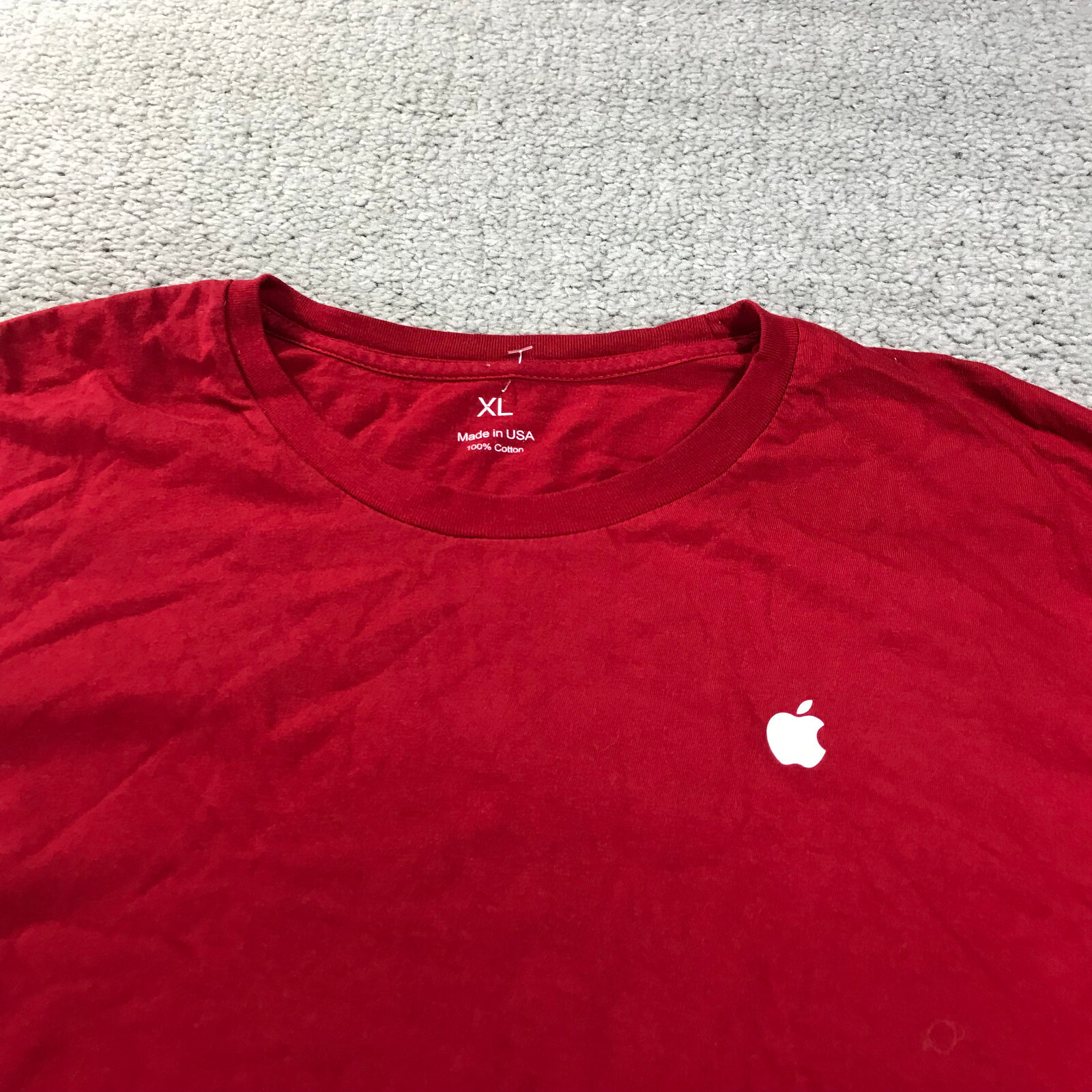 Apple Shirt Mens Extra Large Employee Genius Red Made in USA LOGO Computers gallery
