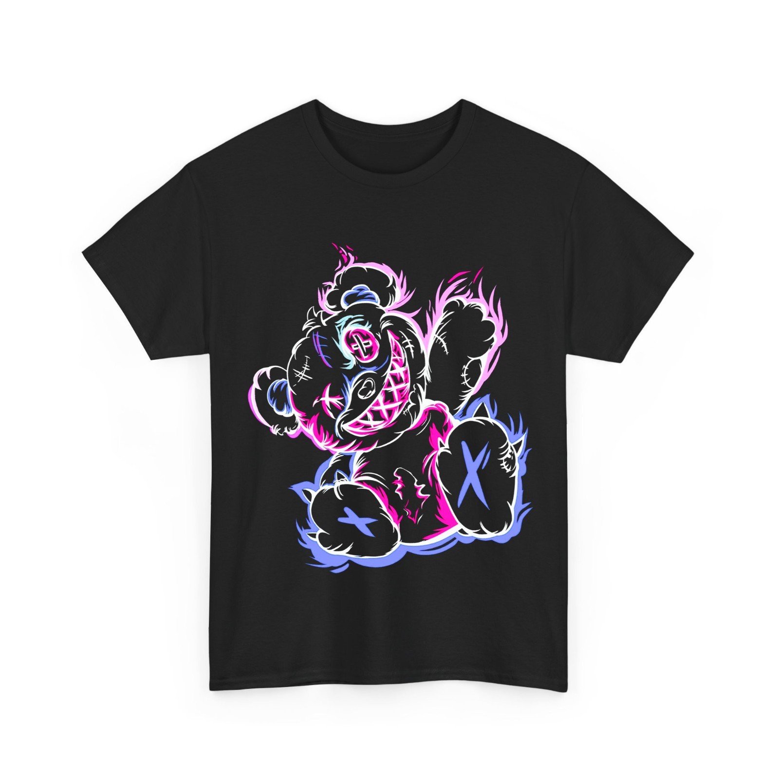 Cyberpunk Voodoo Teddy Bear Neon Graphic Men Black T-Shirt gallery