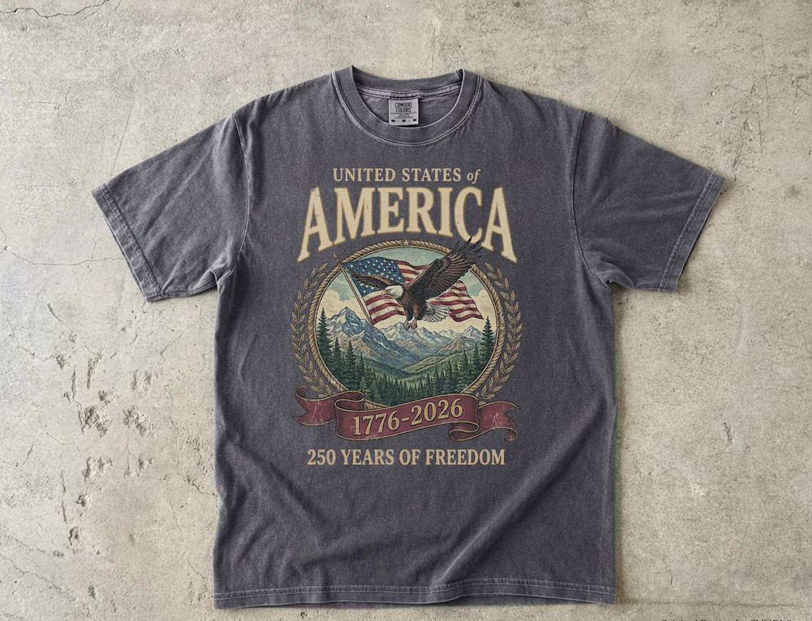 USA 250th Anniversary Vintage Graphic T-Shirt 1776-2026 Comfort Colors Patriotic gallery
