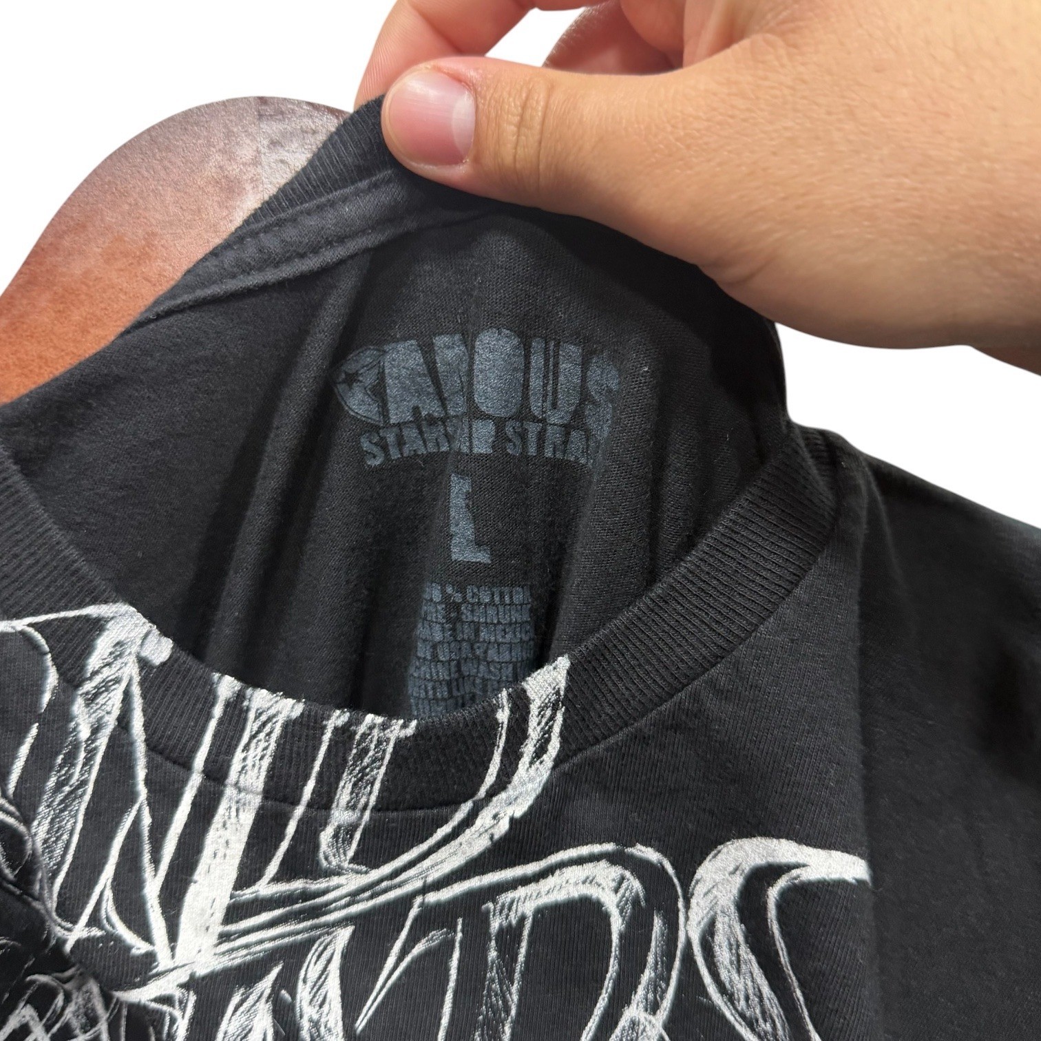 Famous Stars and Straps Mens Large Black Graphic Script Logo T-Shirt Streetwear gallery