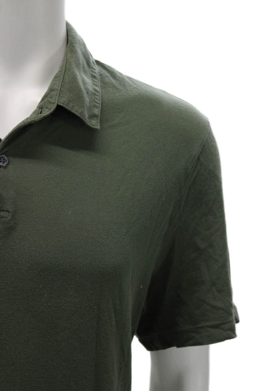 Standard James Perse Mens Polo Shirt Green Short Sleeve Cotton Size 3 gallery