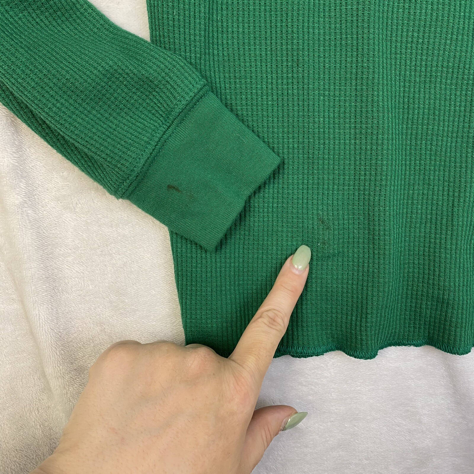 Famous Stars Straps Shirt Men's Large Green Thermal Waffle Knit Vintage Y2K gallery