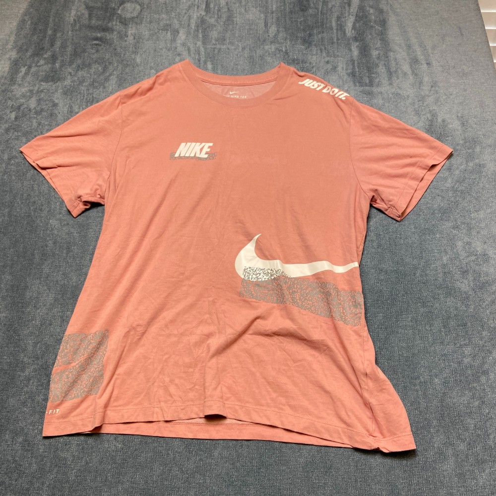 Nike Dri Fit T-Shirt Mens XL Pink Swoosh Logo Everyday Wear Outdoor Casual Tee gallery