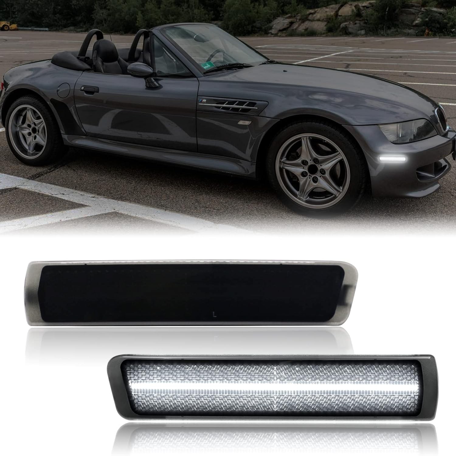 LED Side Marker Lights Compatible with Z3 M Smoked Lens+White Light