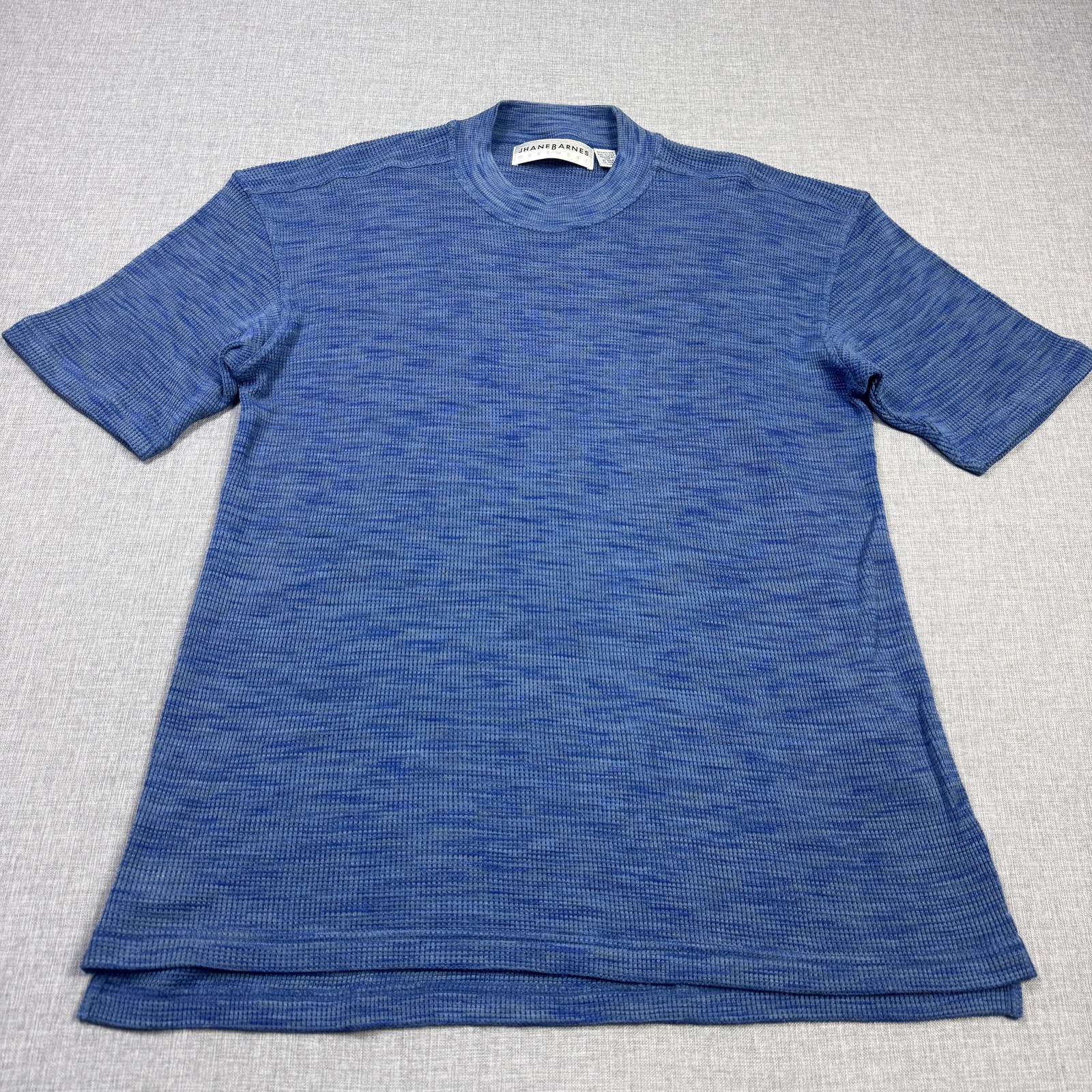 Jhane Barnes Silk T-Shirt Mens Large Blue Striped Crew Neck Short Sleeve gallery