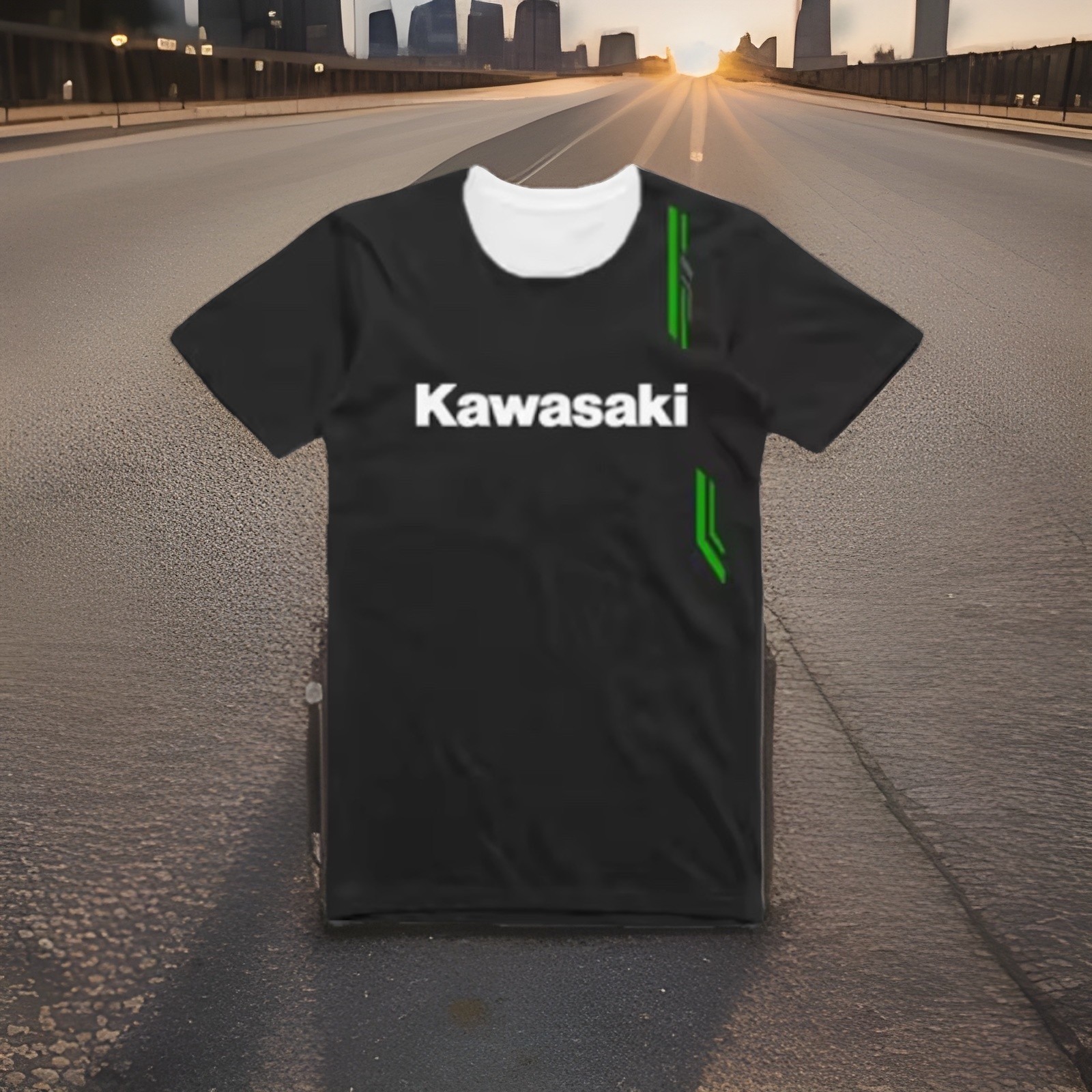 Men 2XL Motorcycle Quick Drying T-Shirt With Kawasaki Ninja Logo Black /Green