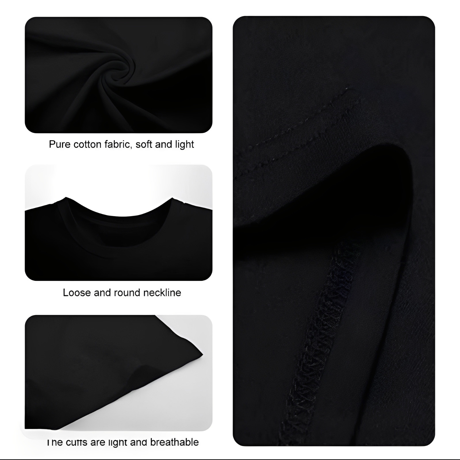 Classic Black Short Sleeve T-Shirt – Men'S Comfortable Cotton Crew Neck With Gau gallery