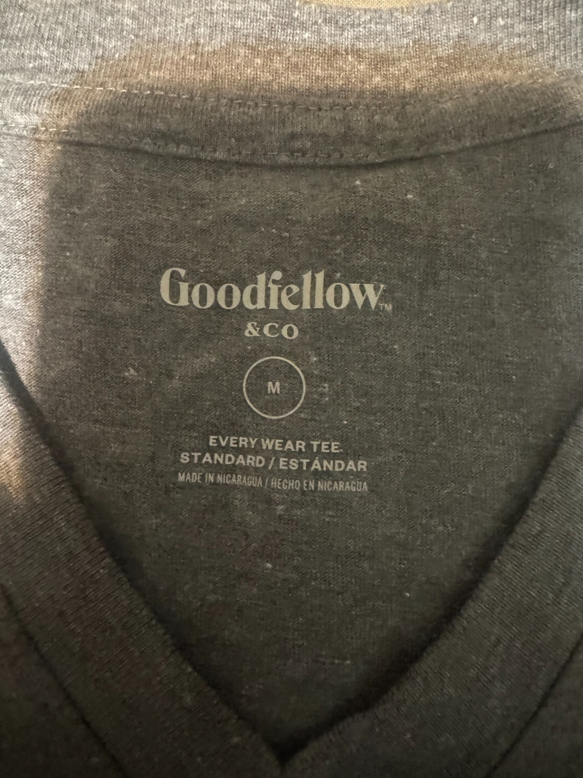 Gray Goodfellow Mens V-Neck Short Sleeve T-Shirt - Size Medium - Benefits HRC gallery