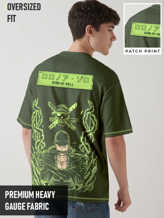 Zoro X King Of Hell Printed Drop-Shoulder Sleeves Oversized Cotton T-shirt gallery