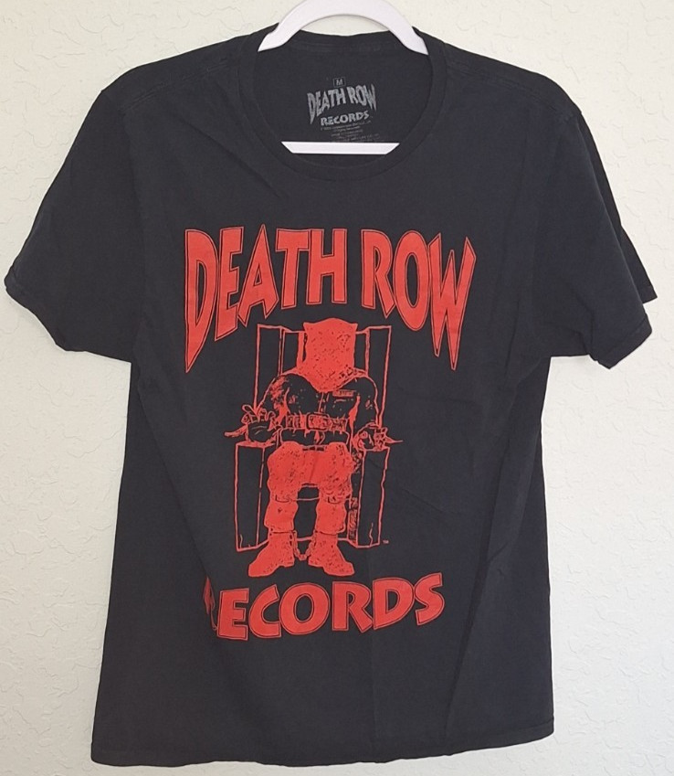 Death Row Records Electric Chair Red Logo Black T-Shirt Mens M Medium 2PAC Snoop