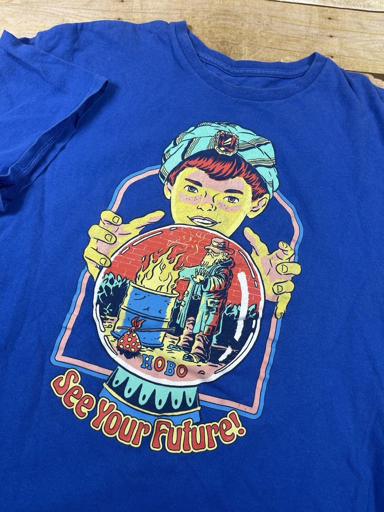 Steven Rhodes See Your Future Hobo Blue T-Shirt Short Sleeve Size XL Graphic