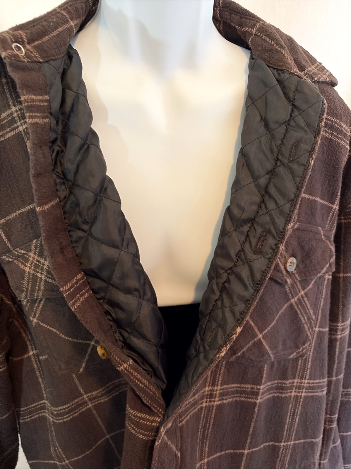 Men’s Levi Strauss Thermal Quilted Lined Plaid Flannel Shirt Size L gallery