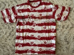 Request Shirt Mens 4XL Red White Abstract Striped Embroidered Graphic Tee Top