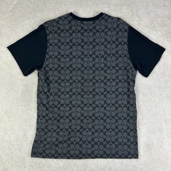COACH Men’s Signature Monogram Logo Organic Cotton Black Gray Crewneck T Shirt M