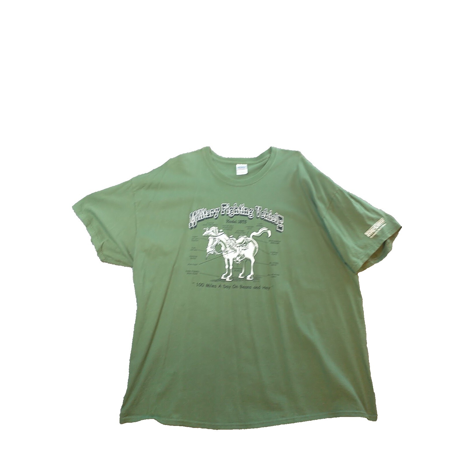 Gildan Mens 3XL Green Military Fighting Vehicle Mule Humor T-Shirt Trees Mystery gallery