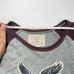 American Eagle Men’s Super Soft Raglan Logo Graphic Tee Grey Size Large