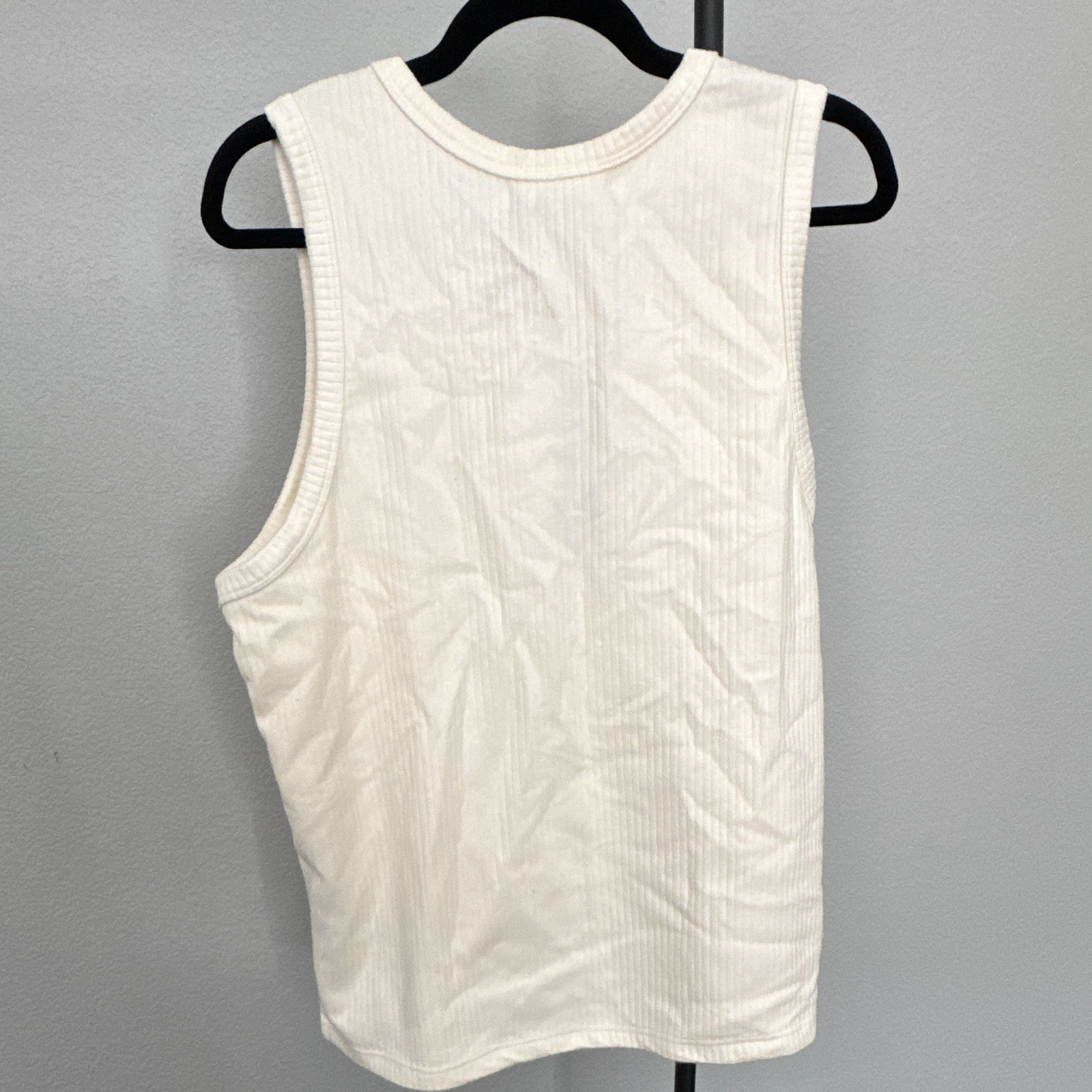 NOVAMEN Men's White Ribbed Crew Neck Sleeveless Solid T-Shirt Regular M gallery