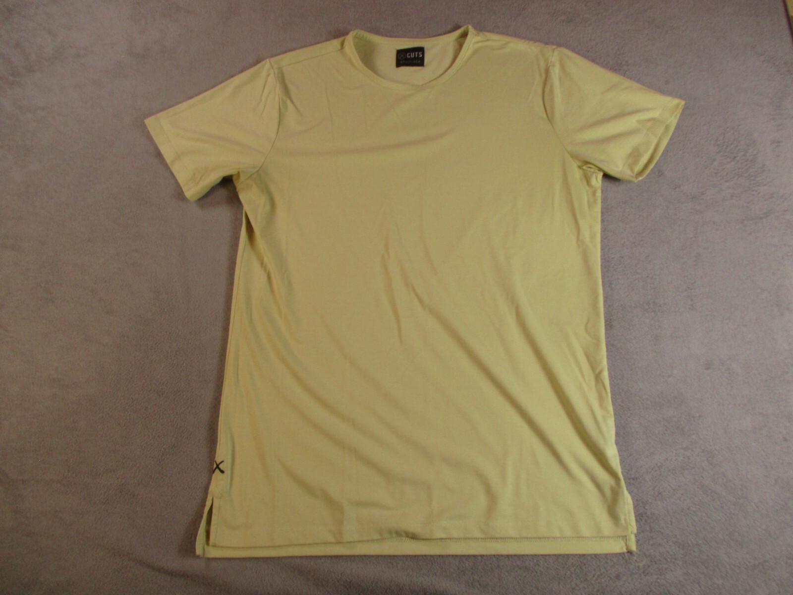 Cuts Clothing Split Hem Signature Shirt Mens Large Pale Yellow Stretch Pica Pro gallery