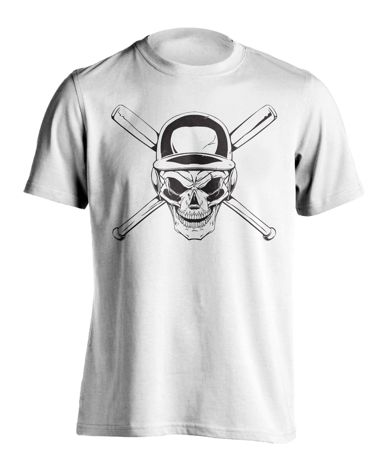 New Men's Baseball Bat Skull T-Shirt Athletic Sports Fan Workout Gym Tee Shirt gallery