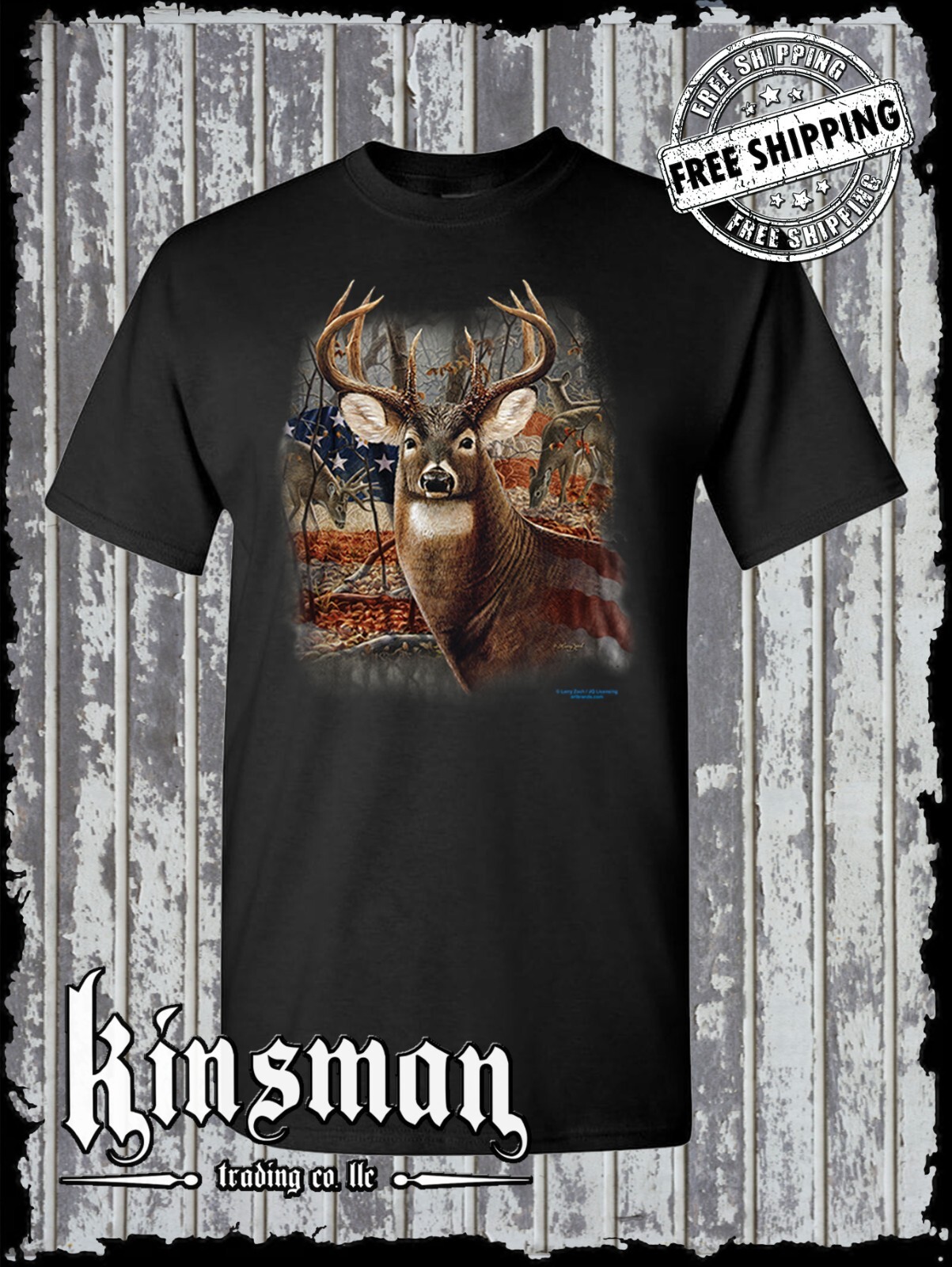American Deer T-Shirt USA Flag Whitetail Buck Hunting Outdoors gallery