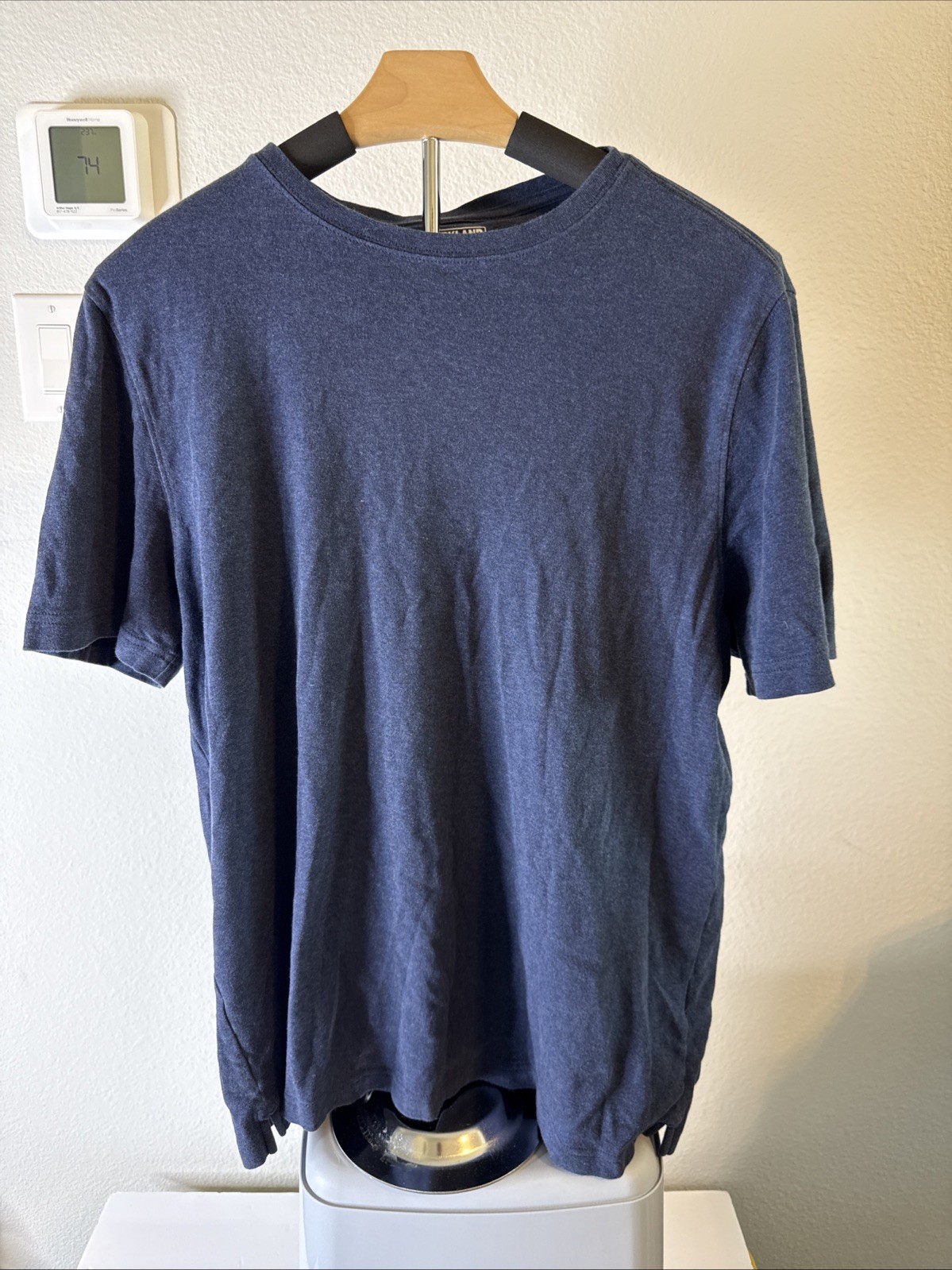 Kirkland Signature Mens Short Sleeve Pima Cotton Slub T-Shirt Blue Size Large
