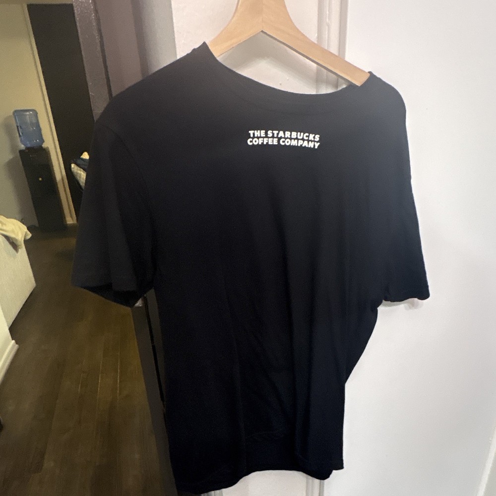 Gildan Softstyle Men M Black Crew Neck Short Sleeve Starbucks Logo Graphic Tee