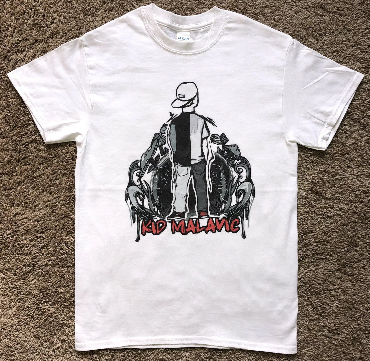 Kid Malavic Unisex Short Sleeve Backwards Hat Dark Portal White Graphic T-Shirt