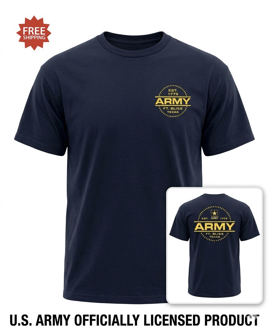 “United States Army Ft Bliss, TX 1775” Double Sided Black T Shirt – Sz S – NWT