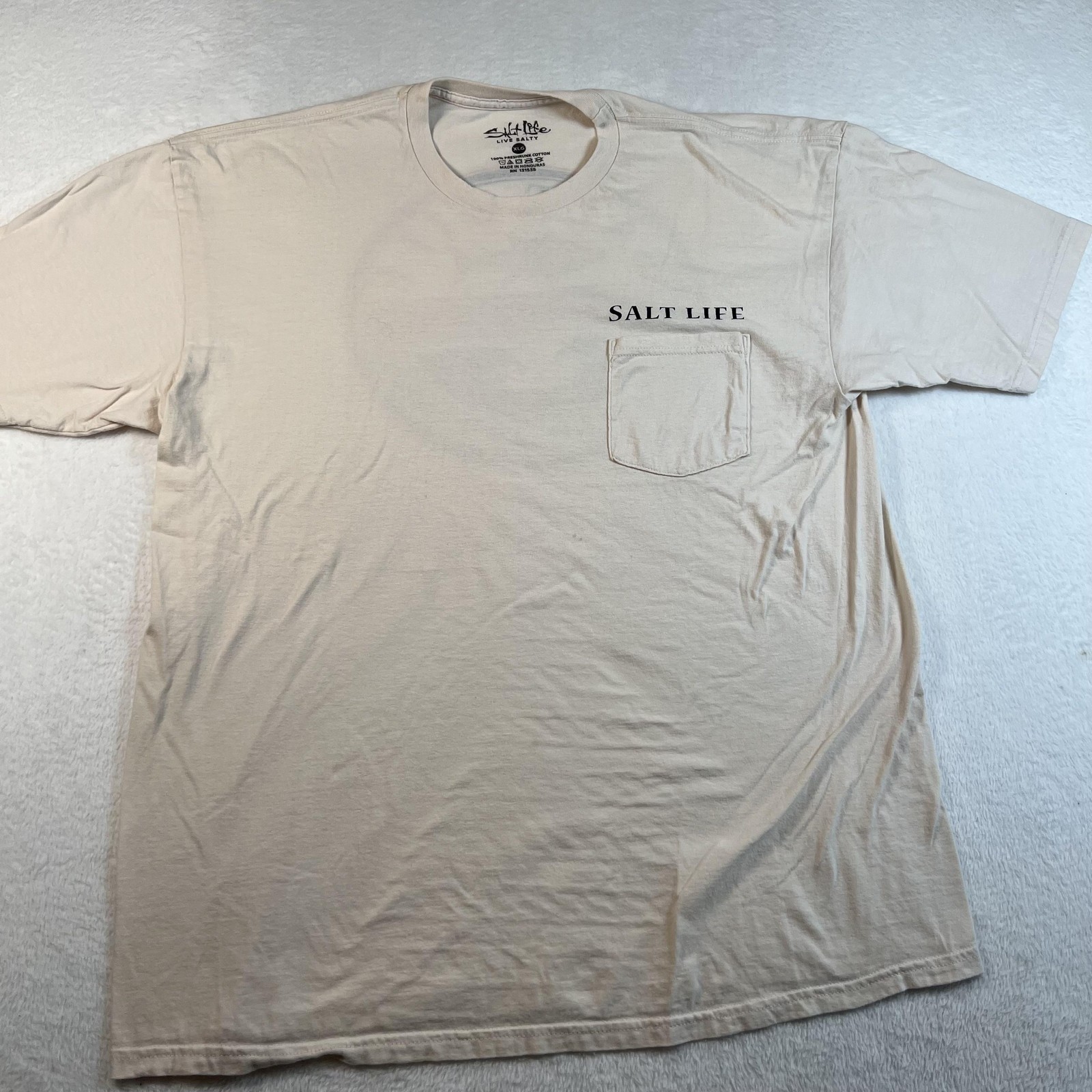 Salt Life Pocket Shirt Mens XL Beige Short Sleeve Salty State Of Mind Graphic T gallery