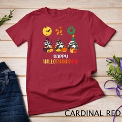 Panda Halloween And Merry Christmas Happy Hallothanksmas T-Shirt Unisex T-shirt