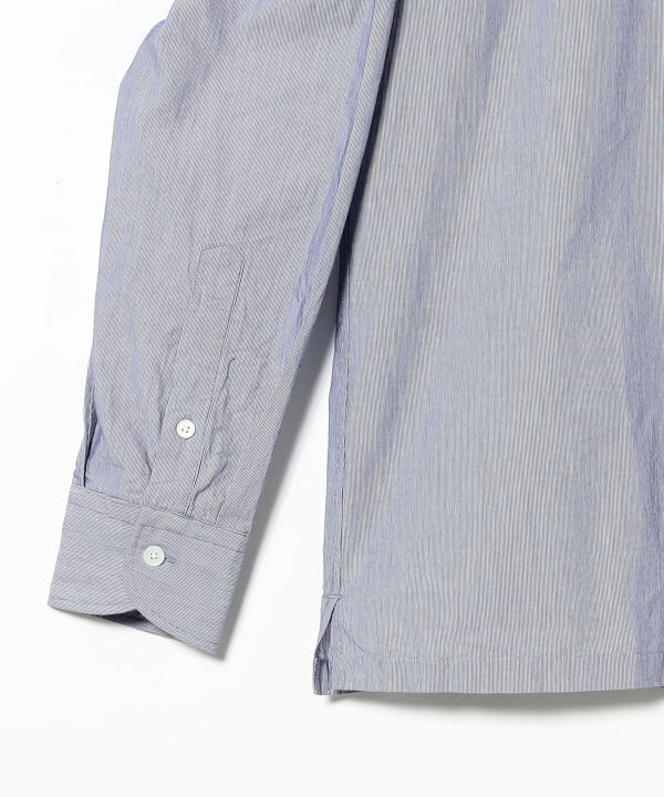 (ASK availability First) BEAMS Cotton Seersucker Microstripe Pullover Shirt New gallery