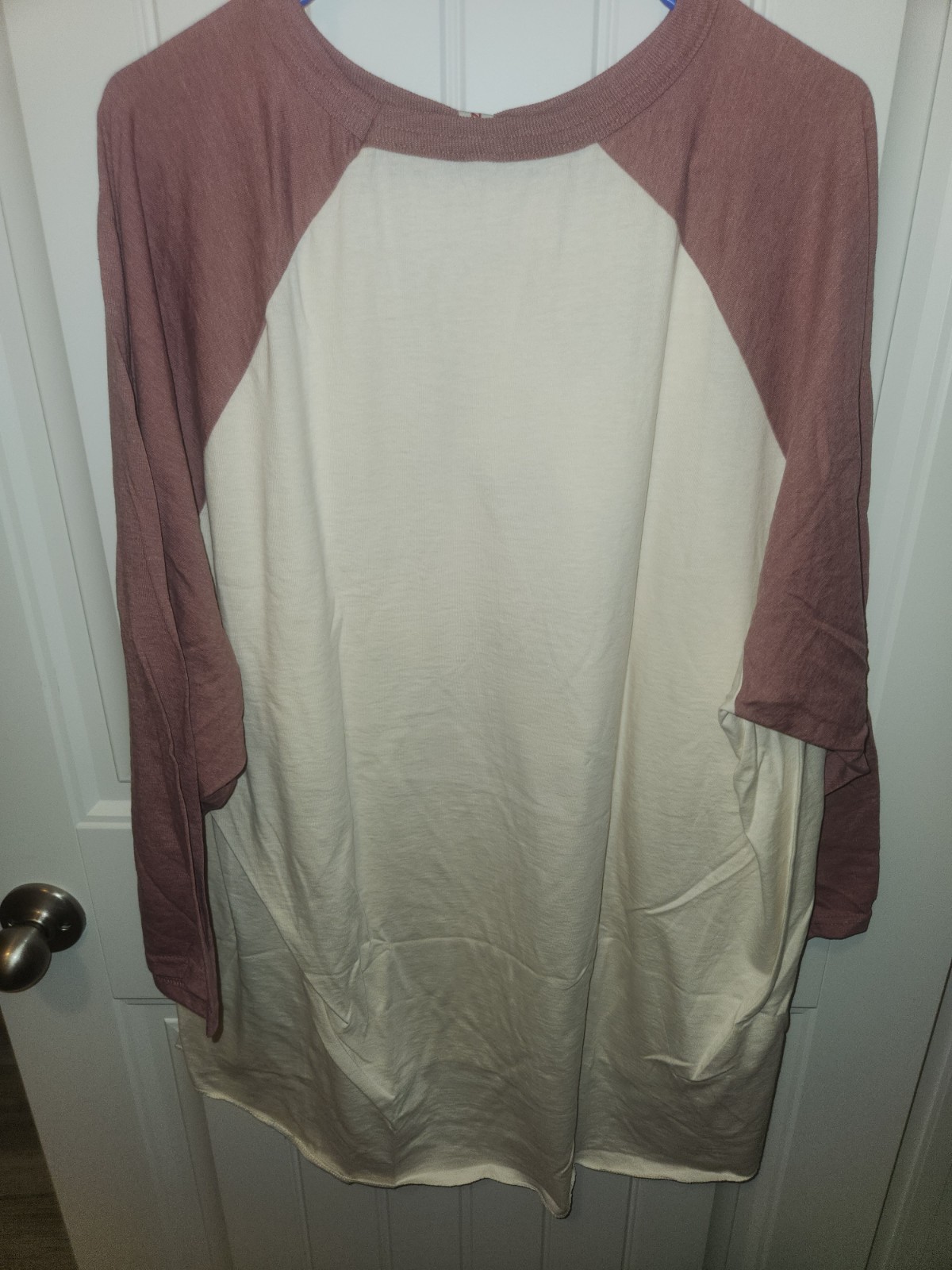 Women's 3XL Long Beige/Pink Raglan Crew T-Shirt Butterfly Fearless Joshua 1:9 gallery