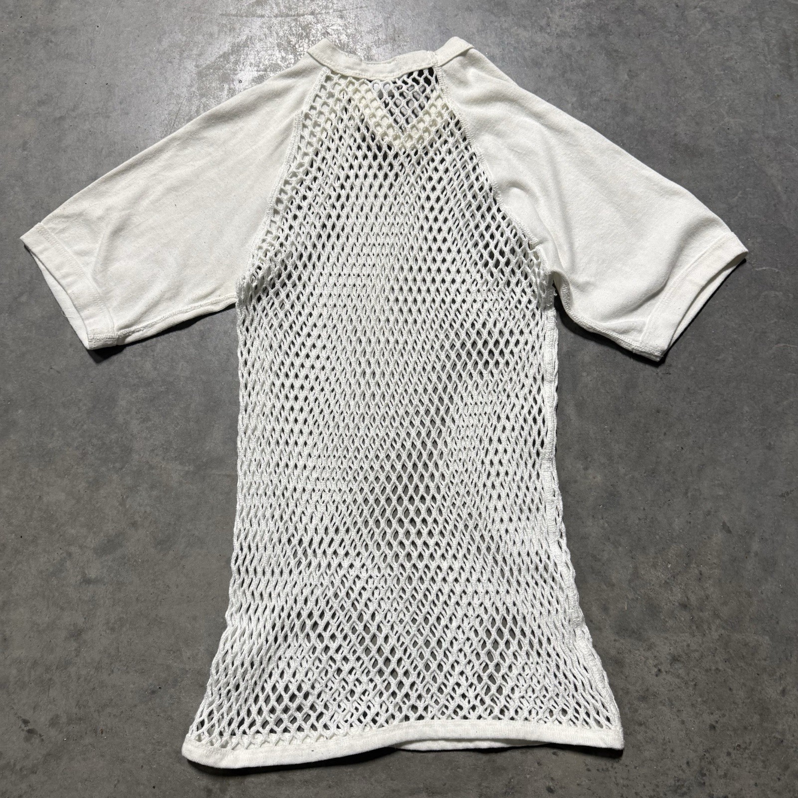 Scandinavian Knitters Small 34-36 Mens Vintage Fishnet Top 1960's Open Knit gallery