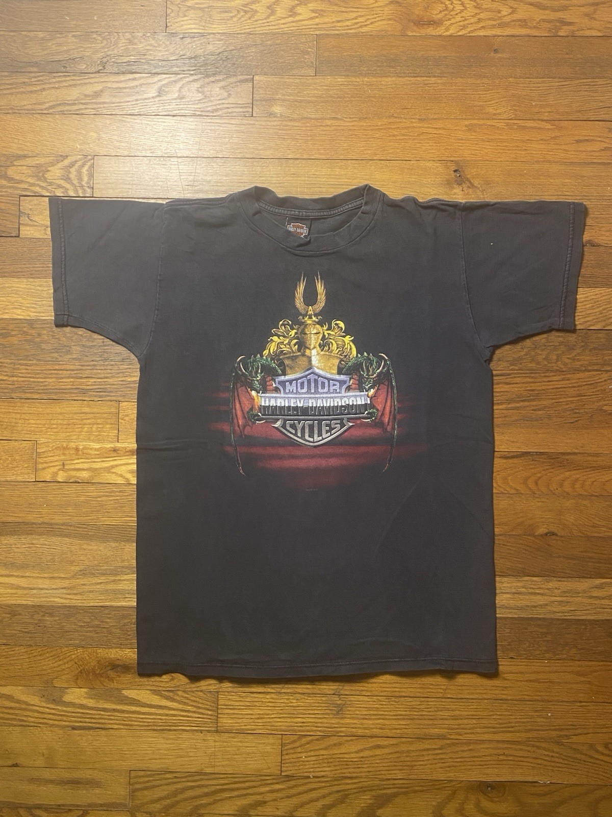 Vintage Harley Davidson Dragon Faded Black T Shirt Size M gallery