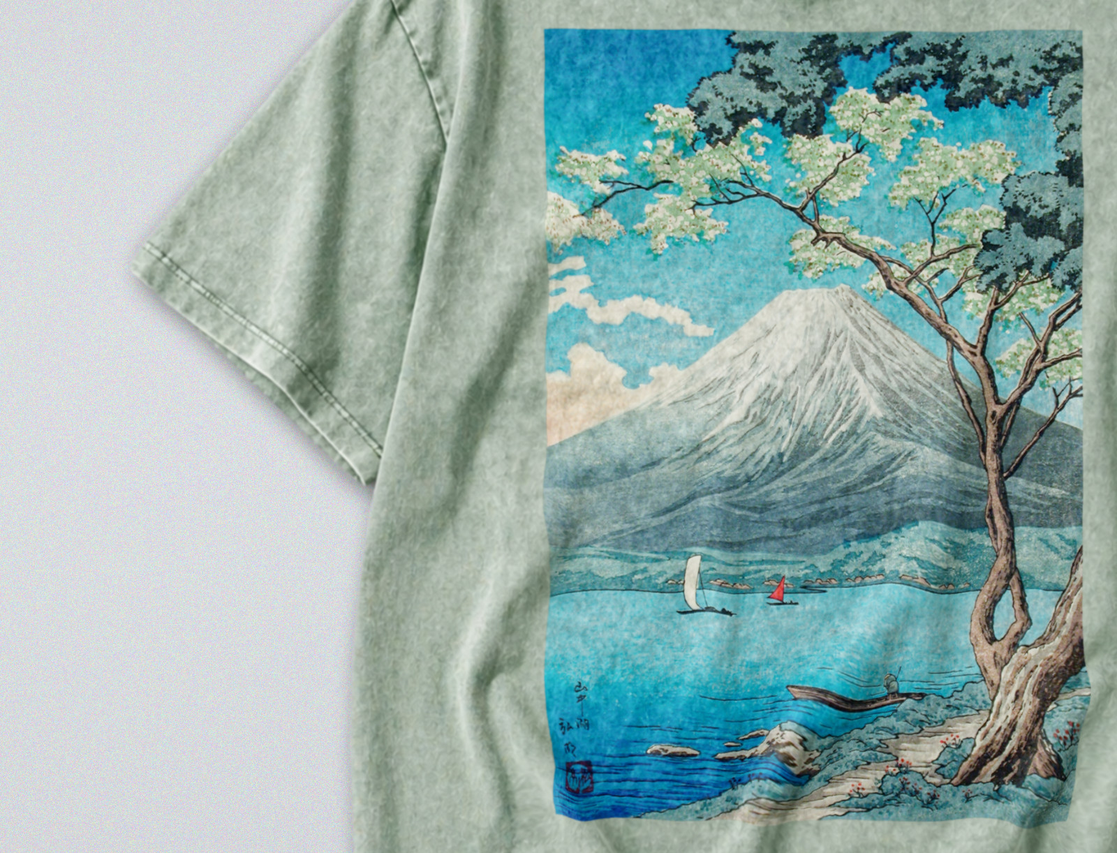 100% Cotton Tee - Unisex Retro Oversized Fit - Japan's iconic Mt Fuji Landscape gallery