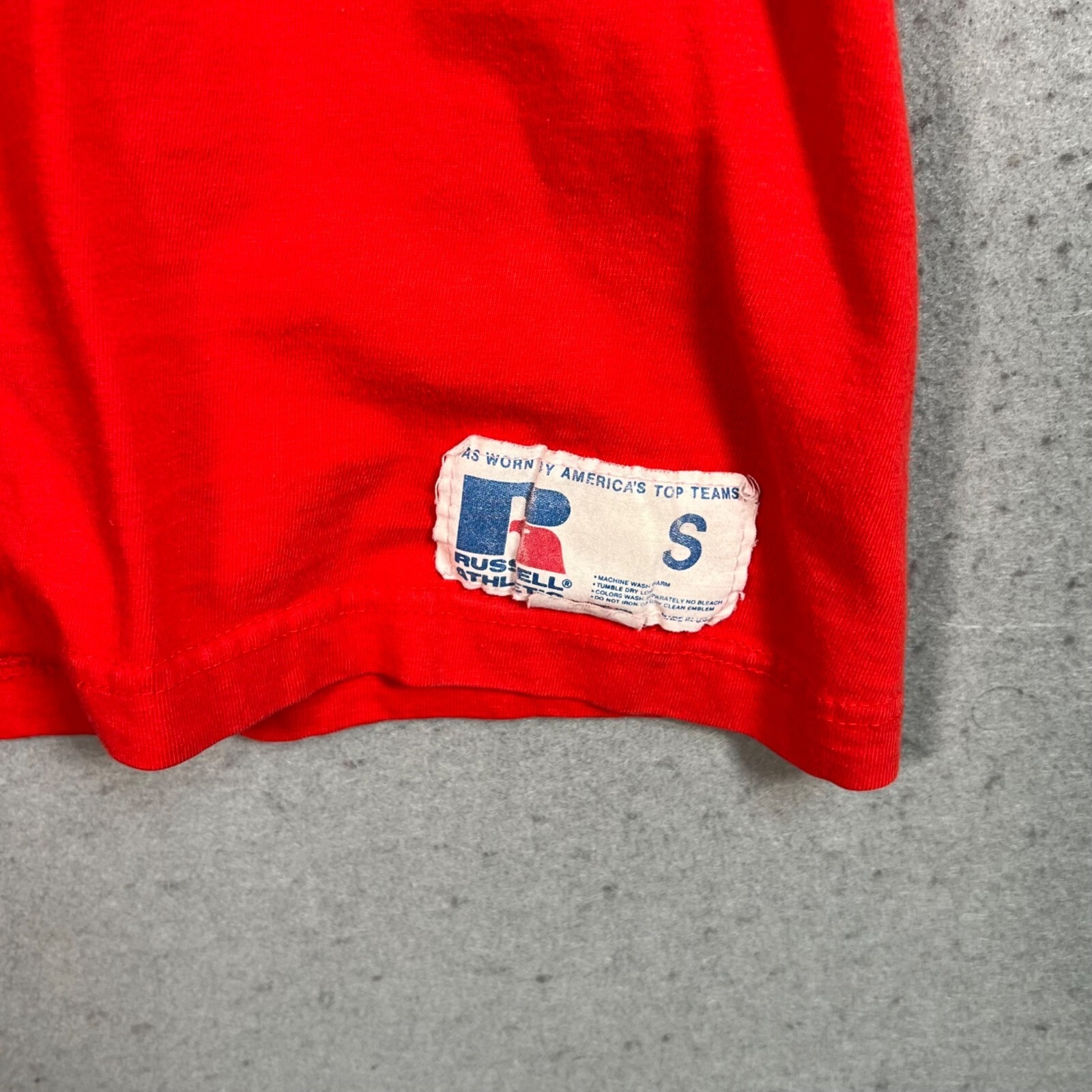 Vintage 80s Vintage Russell Athletic Varsity Pep Squad Red T-Shirt Small Mens gallery